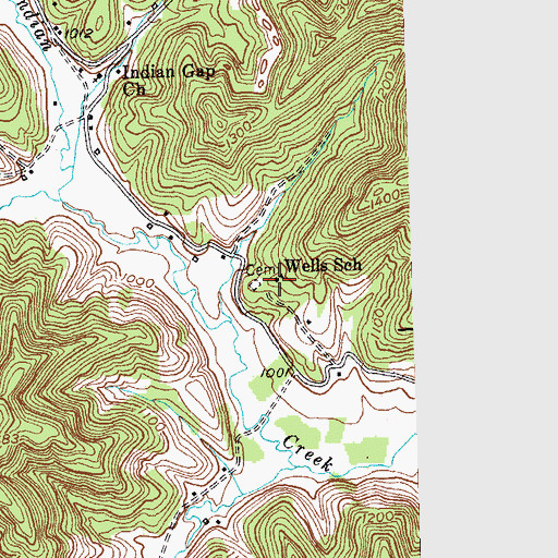 Topographic Map of Wells School, KY