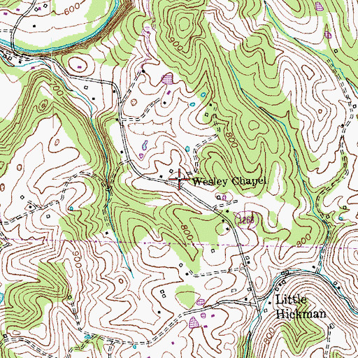 Topographic Map of Wesley Chapel, KY