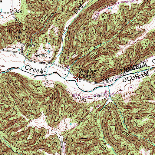 Topographic Map of Wesley Chapel, KY