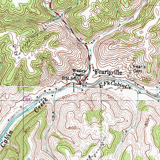 Topographic Map of Wesley Chapel, KY