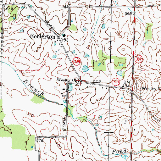 Topographic Map of Wesley Church, KY