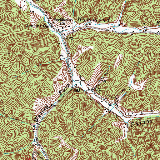 Topographic Map of Wesley Fork, KY