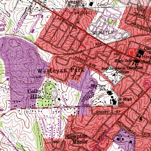 Topographic Map of Wesleyan Park, KY