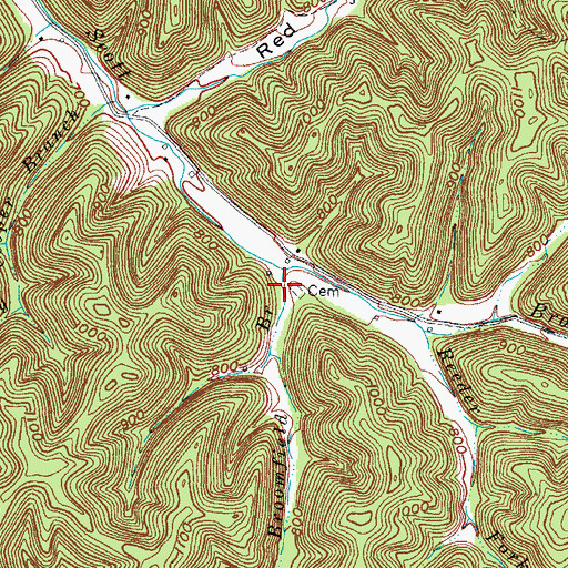 Topographic Map of Wash Broomfield Branch, KY