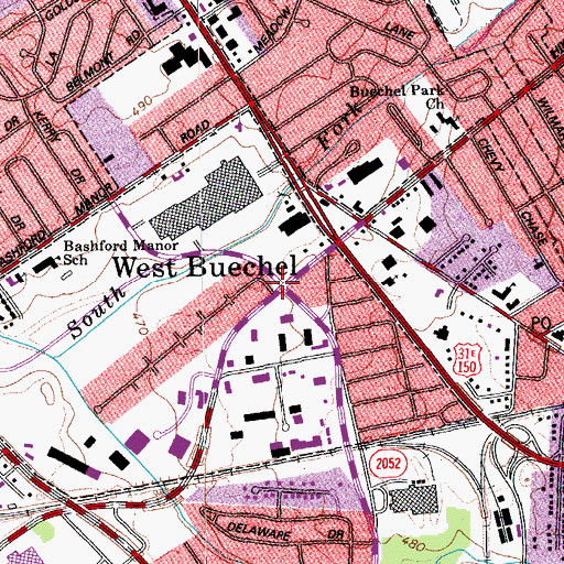 Topographic Map of West Buechel, KY