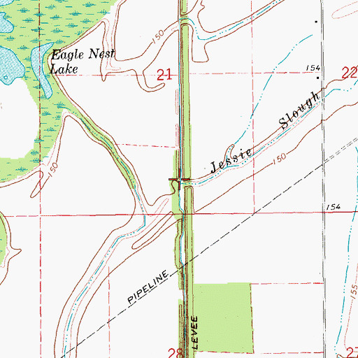Topographic Map of Jessie Slough, AR