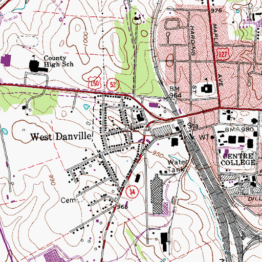 Topographic Map of West Danville, KY