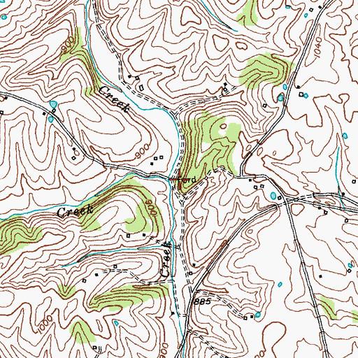 Topographic Map of West Fork Back Creek, KY