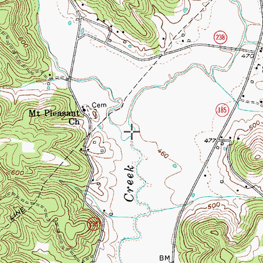 Topographic Map of West Fork Big Reedy Creek, KY