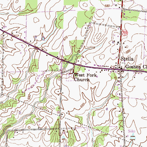 Topographic Map of West Fork Church, KY