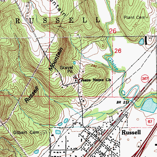 Topographic Map of Jesus Name Church, AR