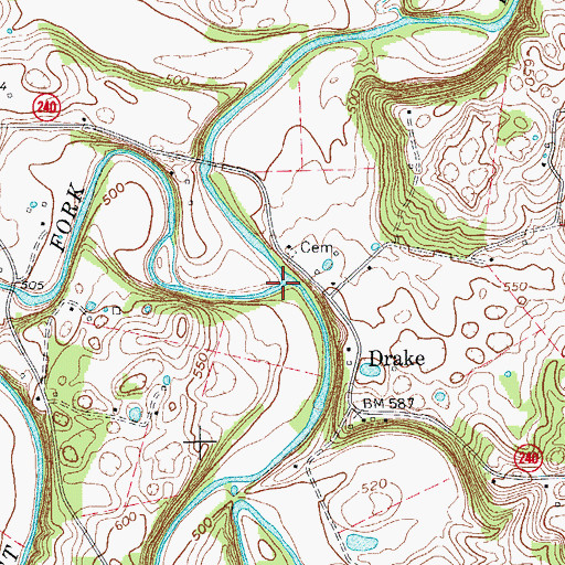 Topographic Map of West Fork Drakes Creek, KY
