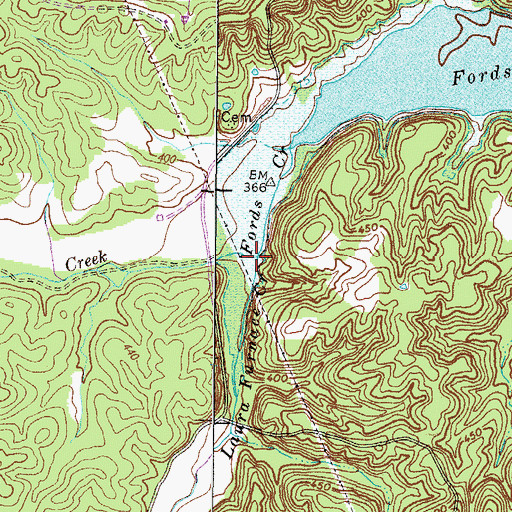 Topographic Map of West Fork Laura Furnace Creek, KY