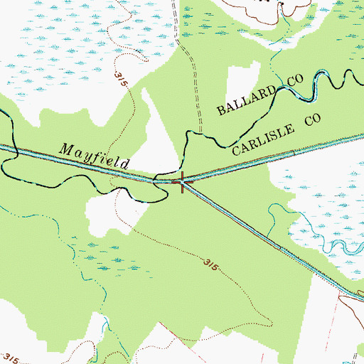 Topographic Map of West Fork Mayfield Creek, KY