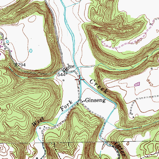 Topographic Map of West Fork Otter Creek, KY