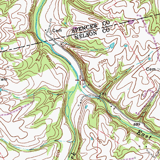 Topographic Map of West Fork Simpson Creek, KY