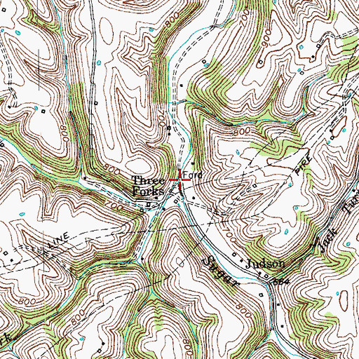 Topographic Map of West Fork Sugar Creek, KY