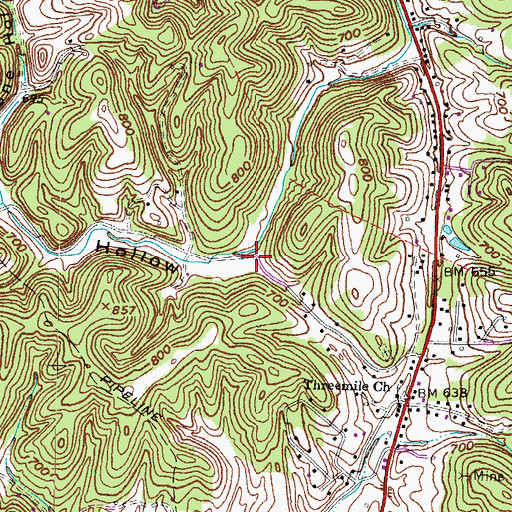 Topographic Map of West Hollow, KY