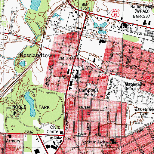 Topographic Map of West Kentucky School, KY