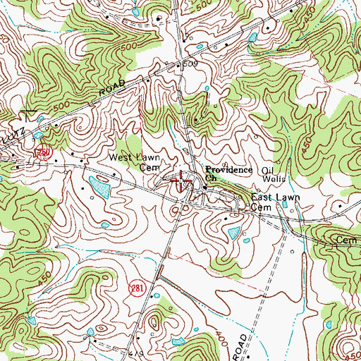 Topographic Map of West Lawn Cemetery, KY
