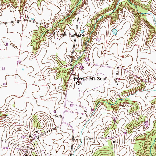 Topographic Map of West Mount Zoar Church, KY
