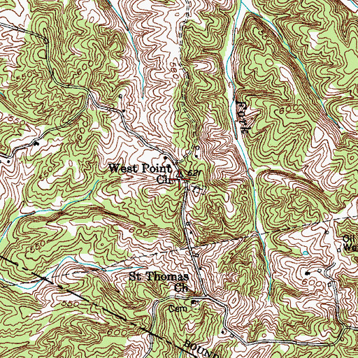 Topographic Map of West Point Baptist Church, KY
