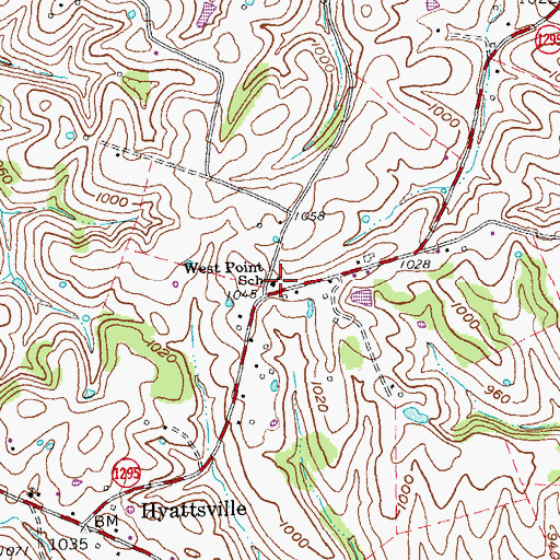 Topographic Map of West Point School, KY