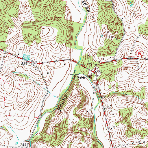 Topographic Map of West Prong Glens Fork, KY