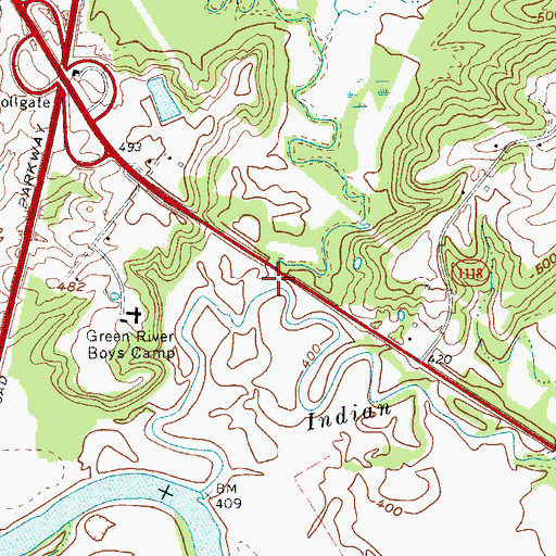Topographic Map of West Prong Indian Camp Creek, KY