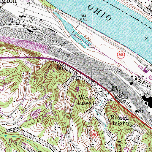 Topographic Map of West Russell, KY