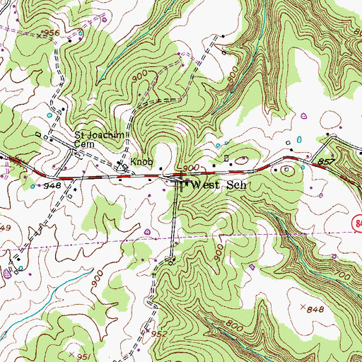 Topographic Map of West School, KY