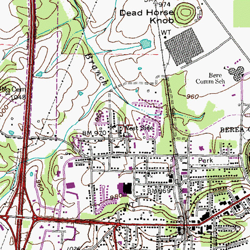 Topographic Map of West Side Church, KY