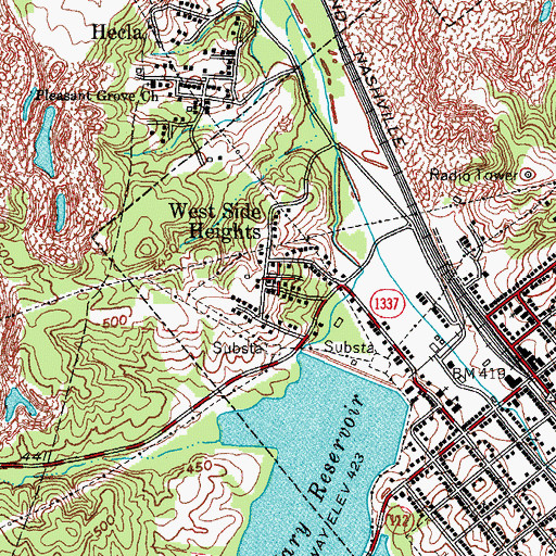 Topographic Map of West Side Heights, KY