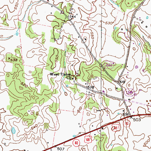 Topographic Map of West Union Church, KY