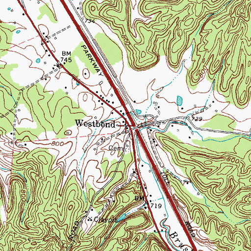 Topographic Map of Westbend, KY