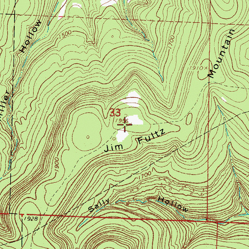 Topographic Map of Jim Fultz Mountain, AR