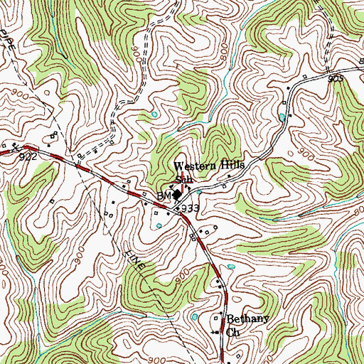 Topographic Map of Western Hills School, KY