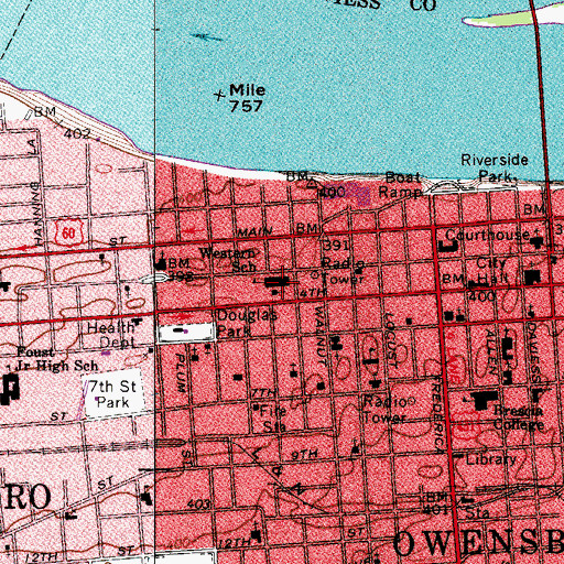 Topographic Map of Western School, KY