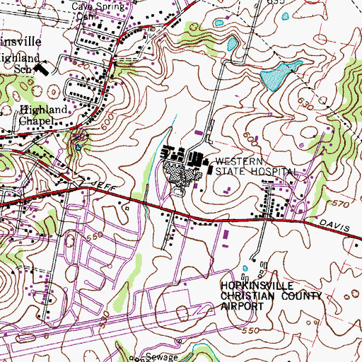 Topographic Map of Western State Hospital, KY