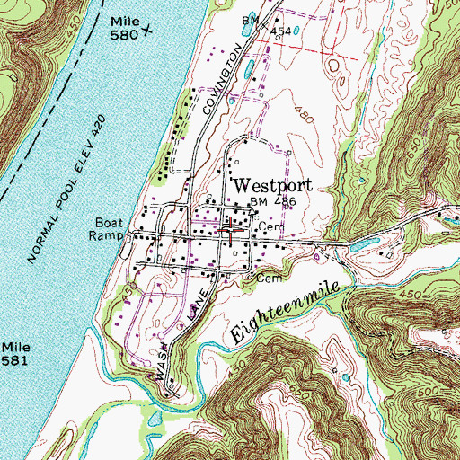 Topographic Map of Westport, KY