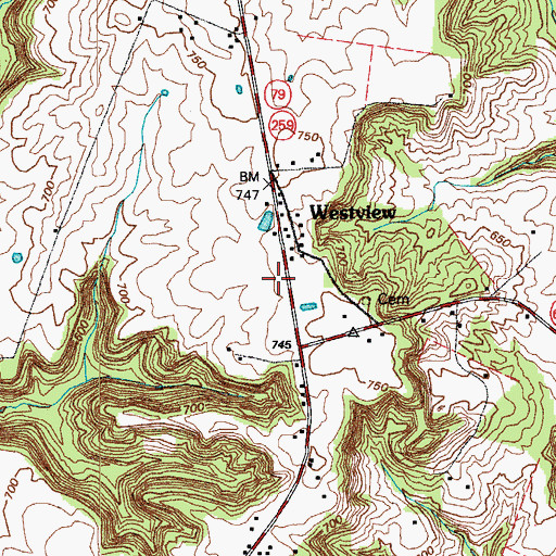 Topographic Map of Westview, KY