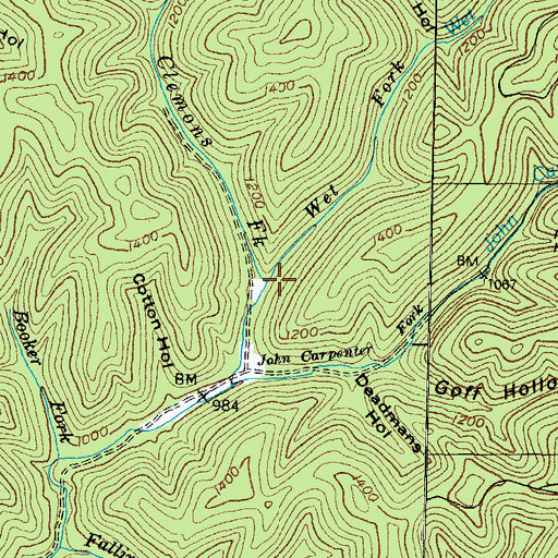 Topographic Map of Wet Fork, KY