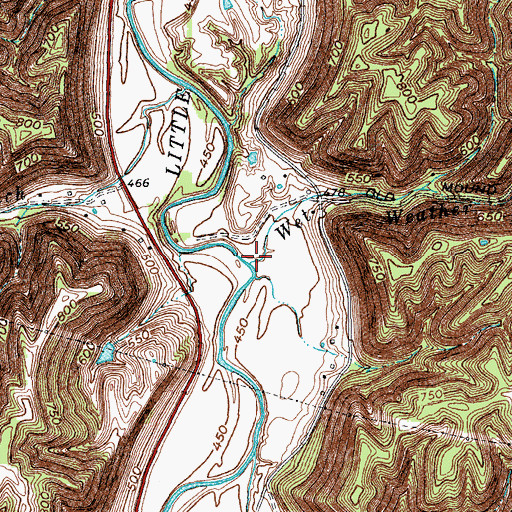 Topographic Map of Wet Weather Creek, KY