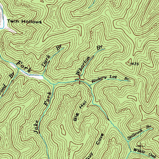 Topographic Map of Wharton Branch, KY