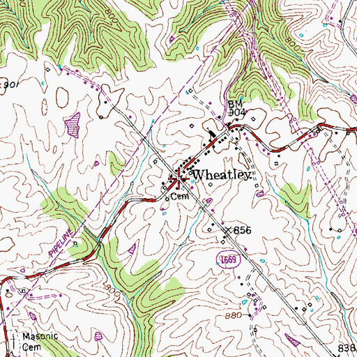 Topographic Map of Wheatley, KY