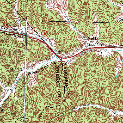 Topographic Map of Wheel Rim Fork, KY
