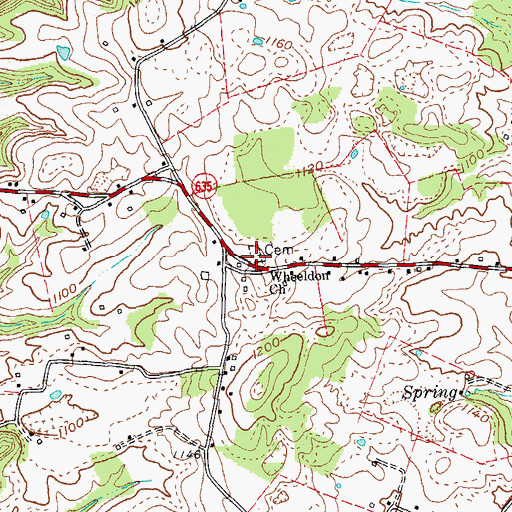 Topographic Map of Wheeldon Church, KY