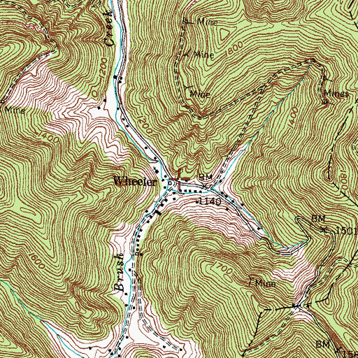Topographic Map of Wheeler, KY