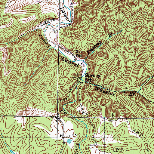 Topographic Map of Wheeler Branch, KY
