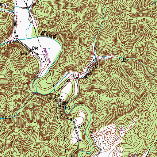Topographic Map of Wheeler Branch, KY
